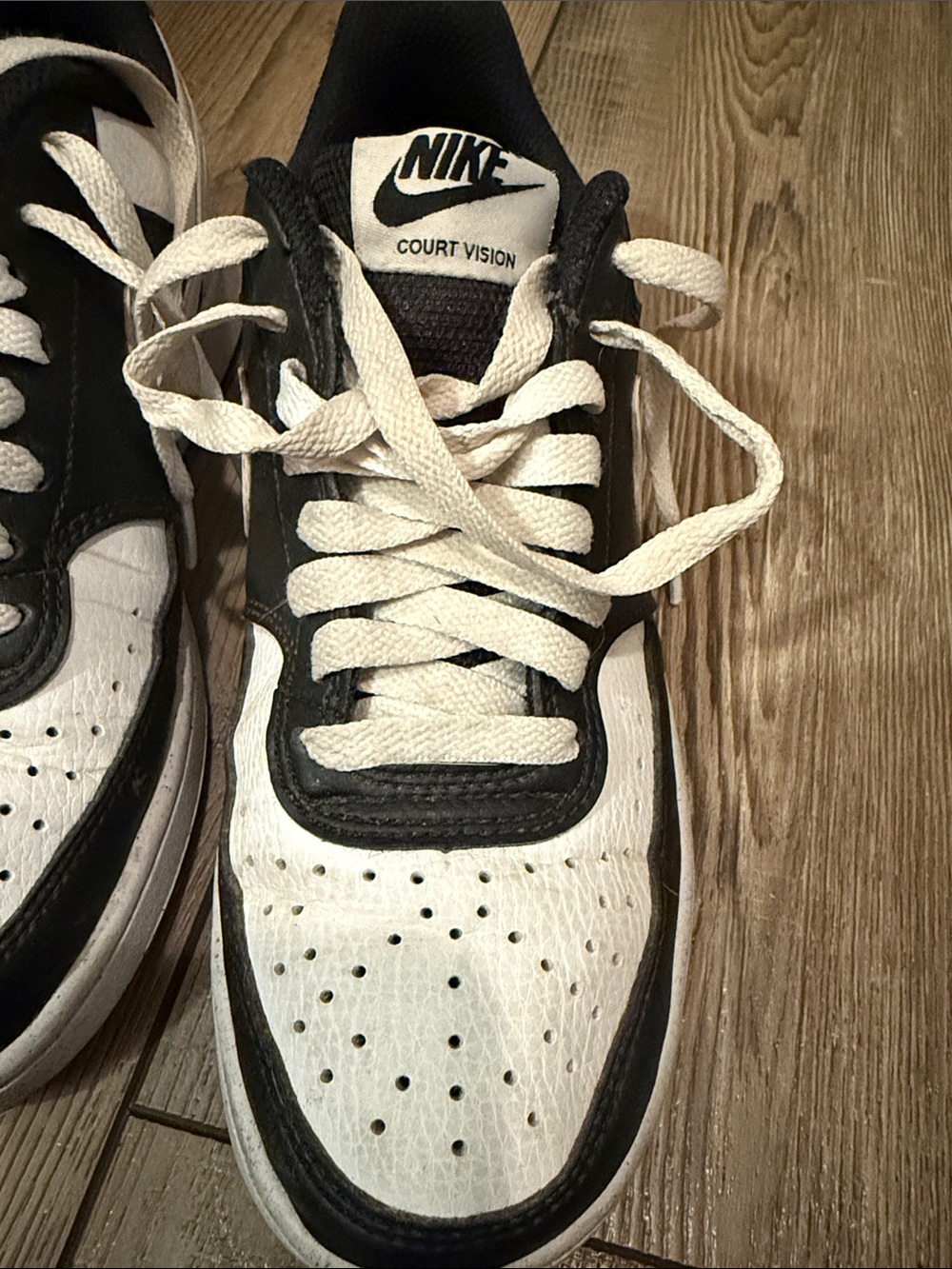 Nike Womens Court Vision Black and White Low-Top Sneakers - Picture 7 of 8